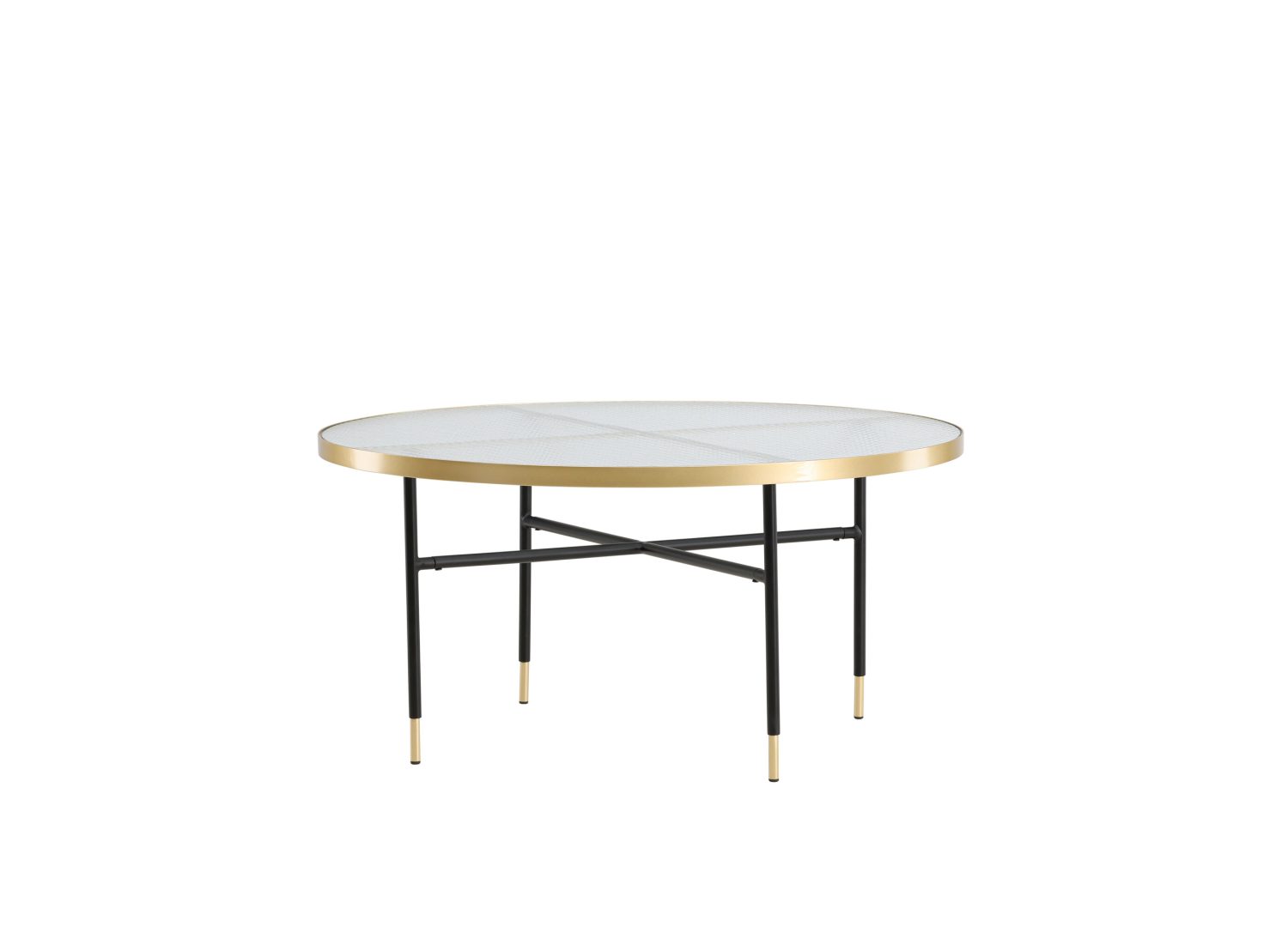 Vue produit de la table basse Bubbles doré en verre pressé