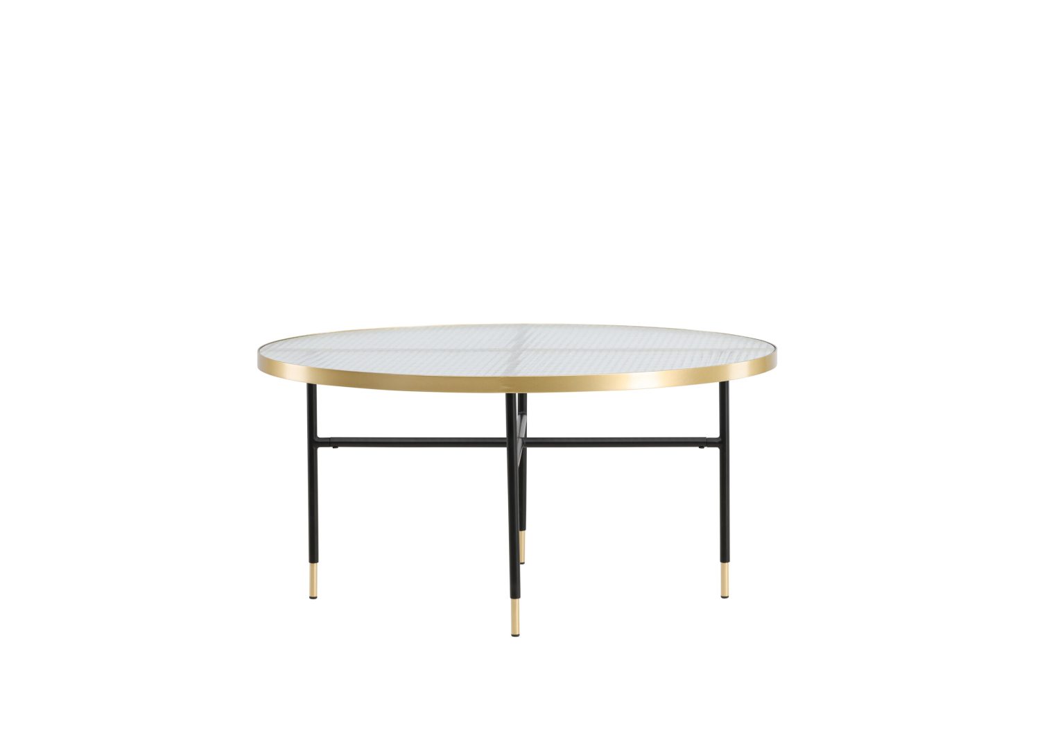 Vue produit de la table basse Bubbles doré en verre pressé