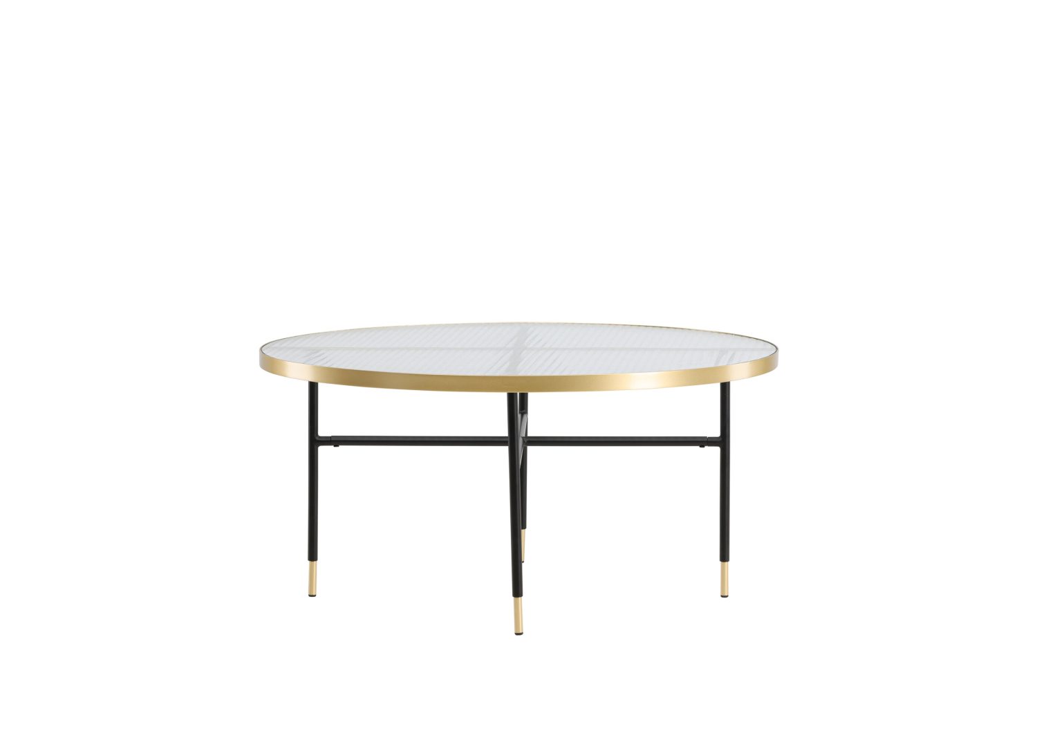 Table basse ronde Bubbles verre pressé doré 98 cm sur fond blanc