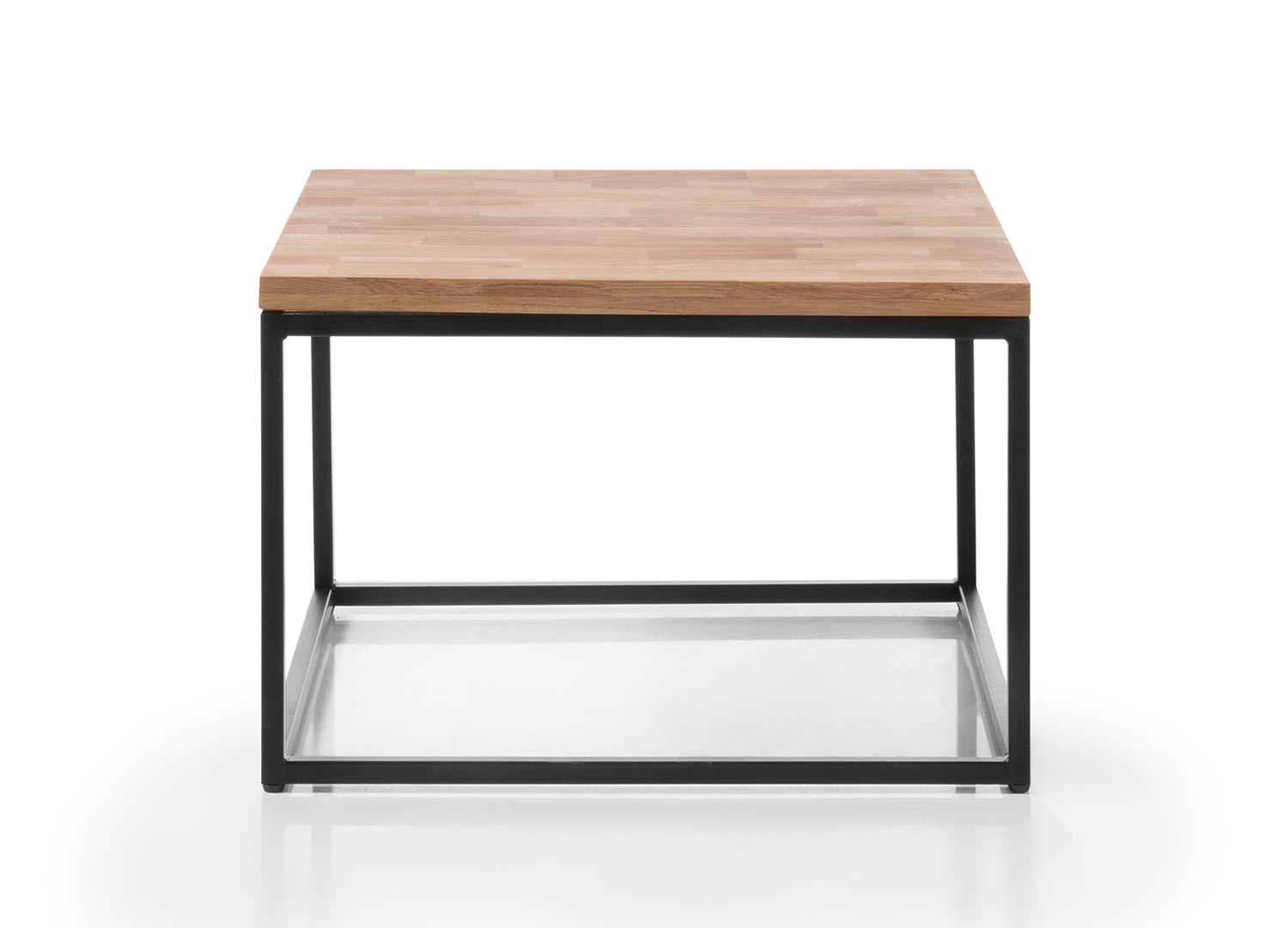 Table basse carrée bois massif et métal 70 cm