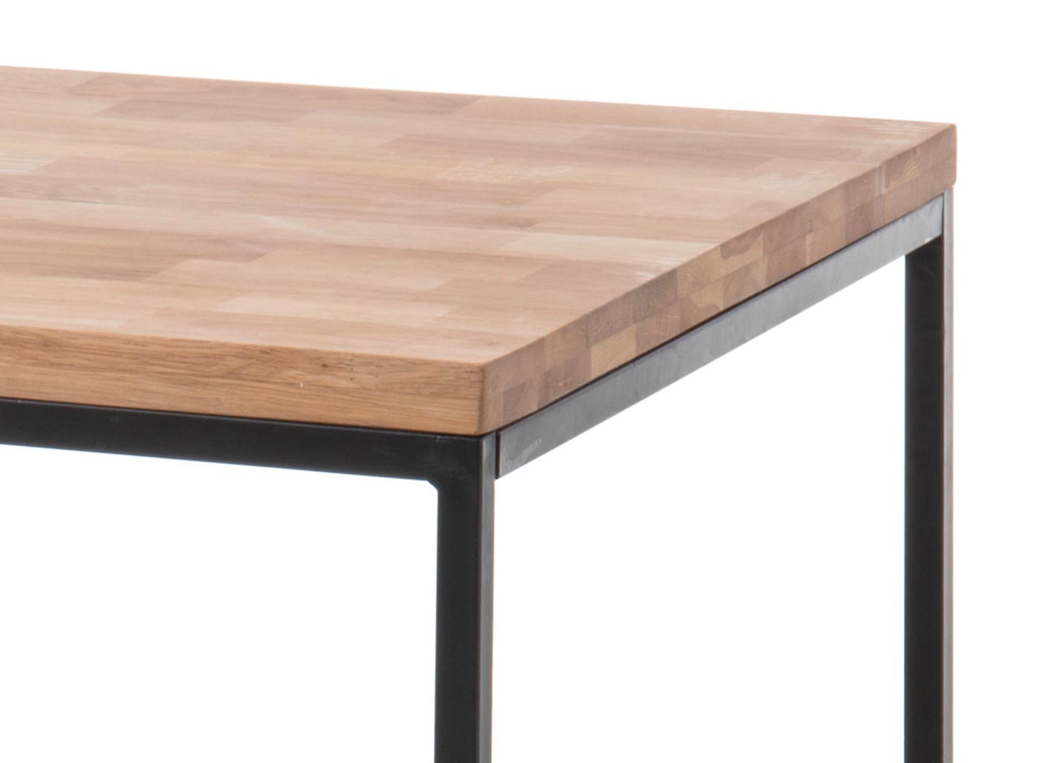 Table basse carrée bois massif et métal 70 cm