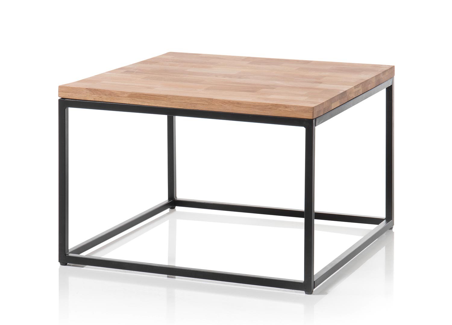 Table basse carrée bois massif et métal 70 cm