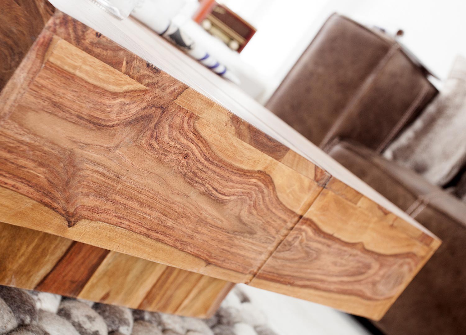 Table basse carrée bois massif sesham 80 cm