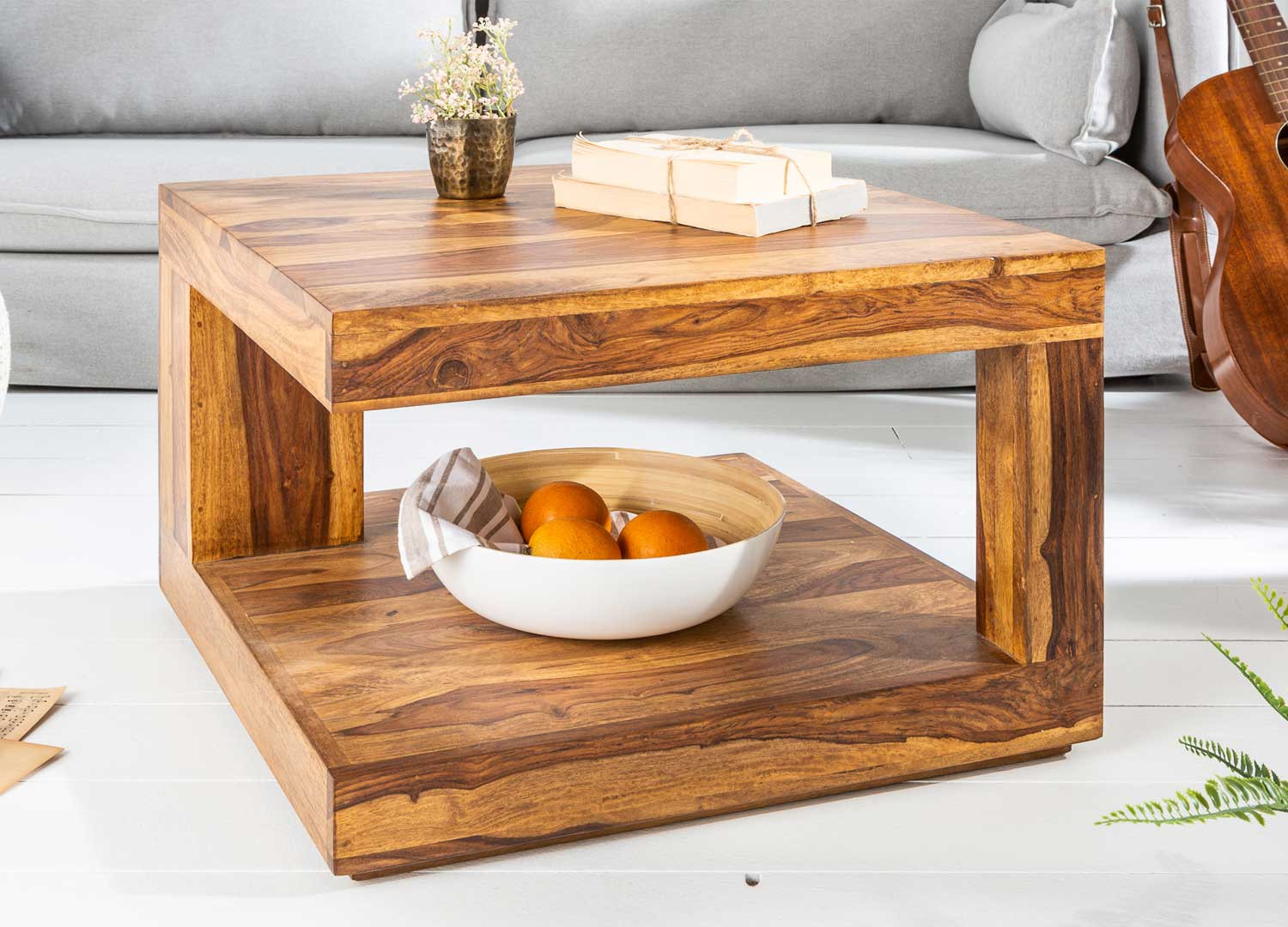 Table basse carrée en sesham 60 cm Sevian