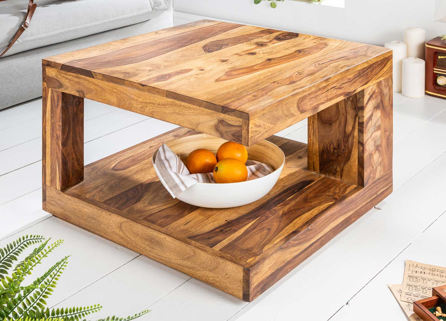 Table basse carrée en sesham 60 cm Sevian