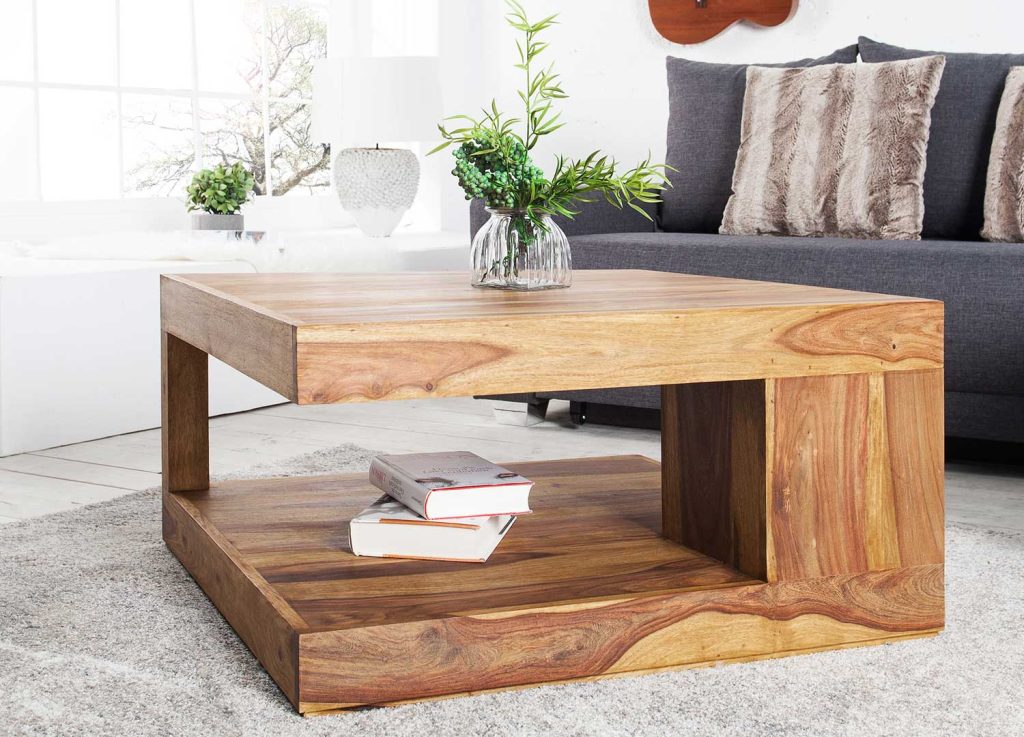 Table basse carrée en sesham 80 cm Sevian