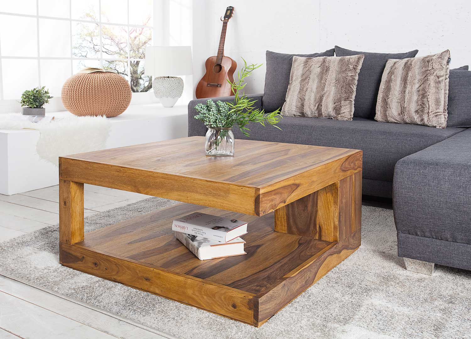 Table basse carrée en sesham 80 cm Sevian