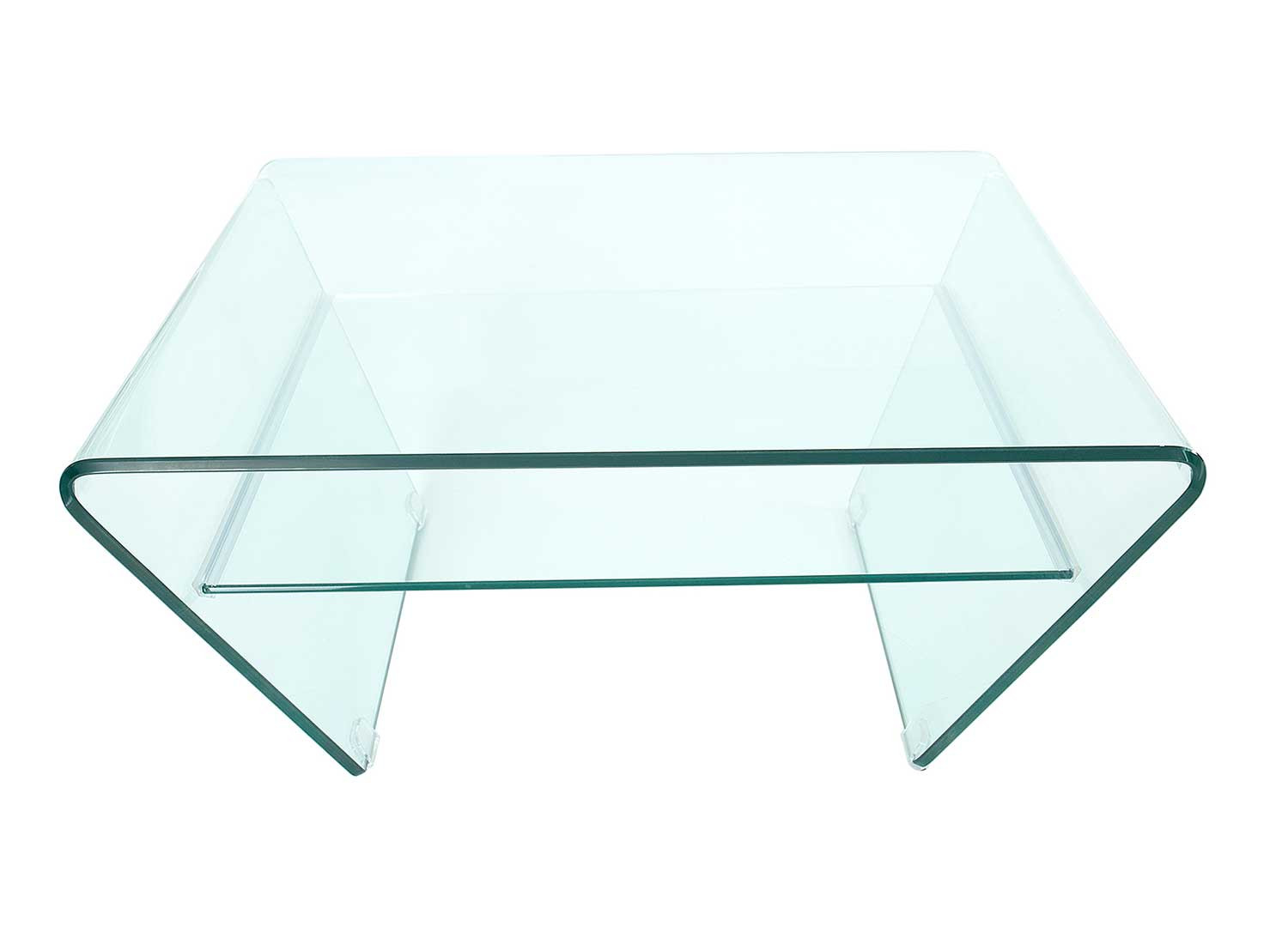 Table basse carrée en verre forme trapèze