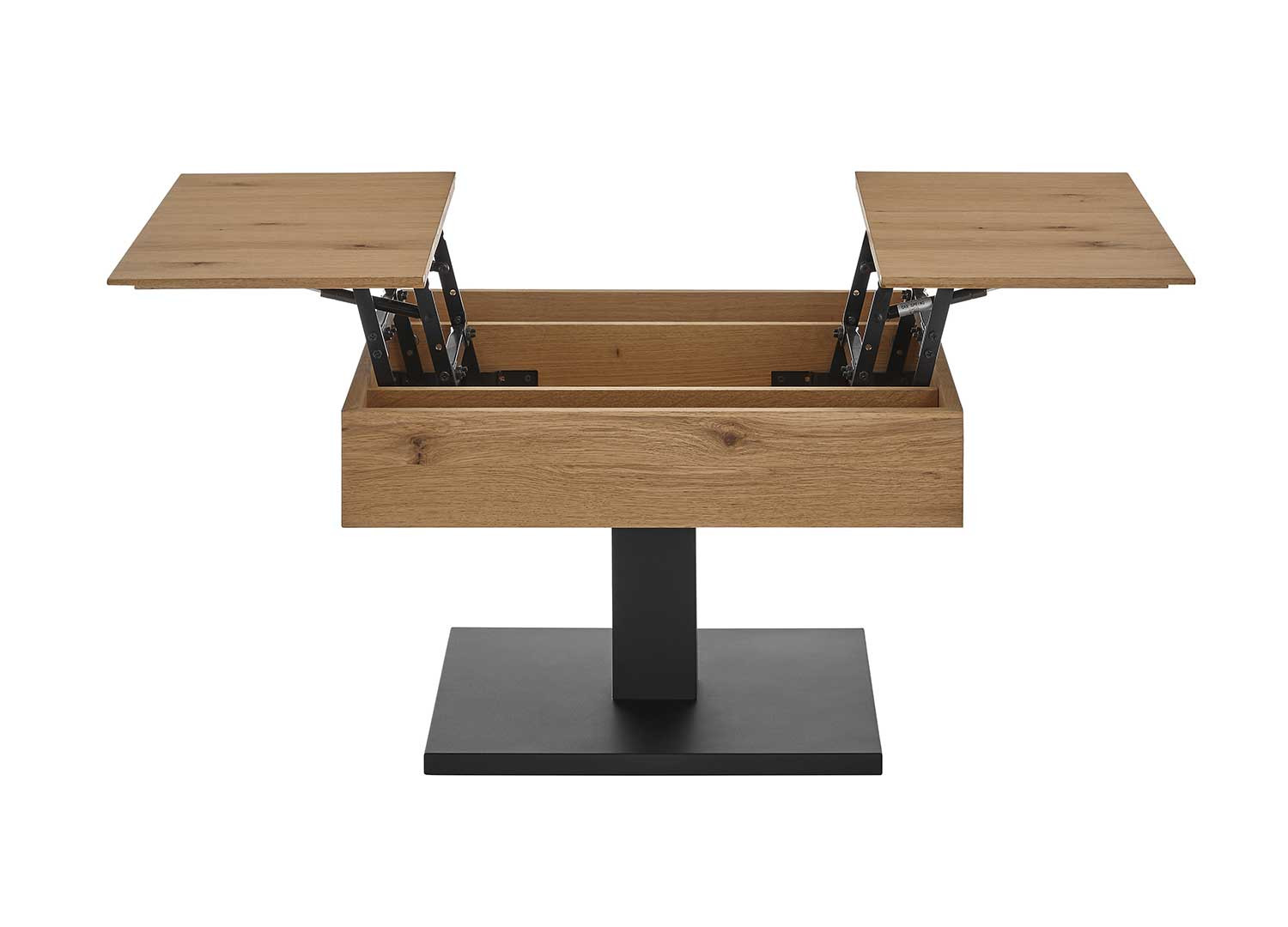 Table basse carrée plateaux relevables chêne et noir Ashton