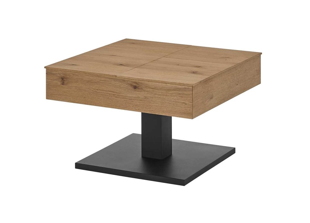 Table basse carrée plateaux relevables chêne et noir Ashton