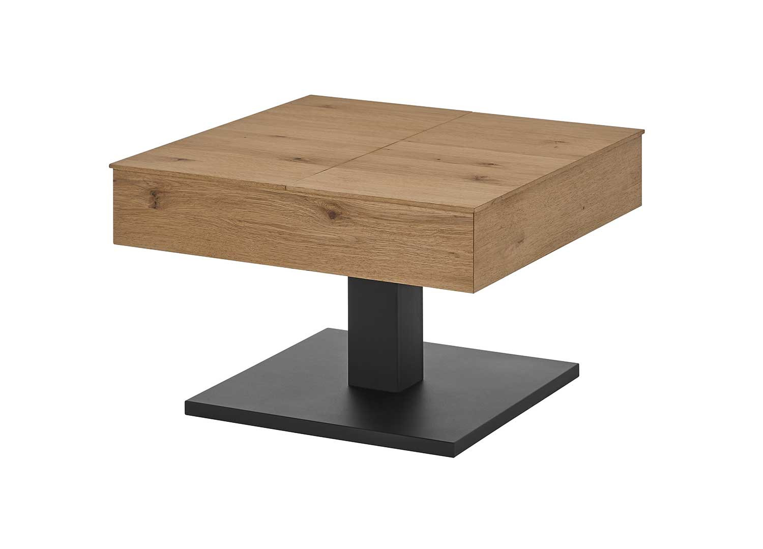 Table basse carrée plateaux relevables chêne et noir Ashton