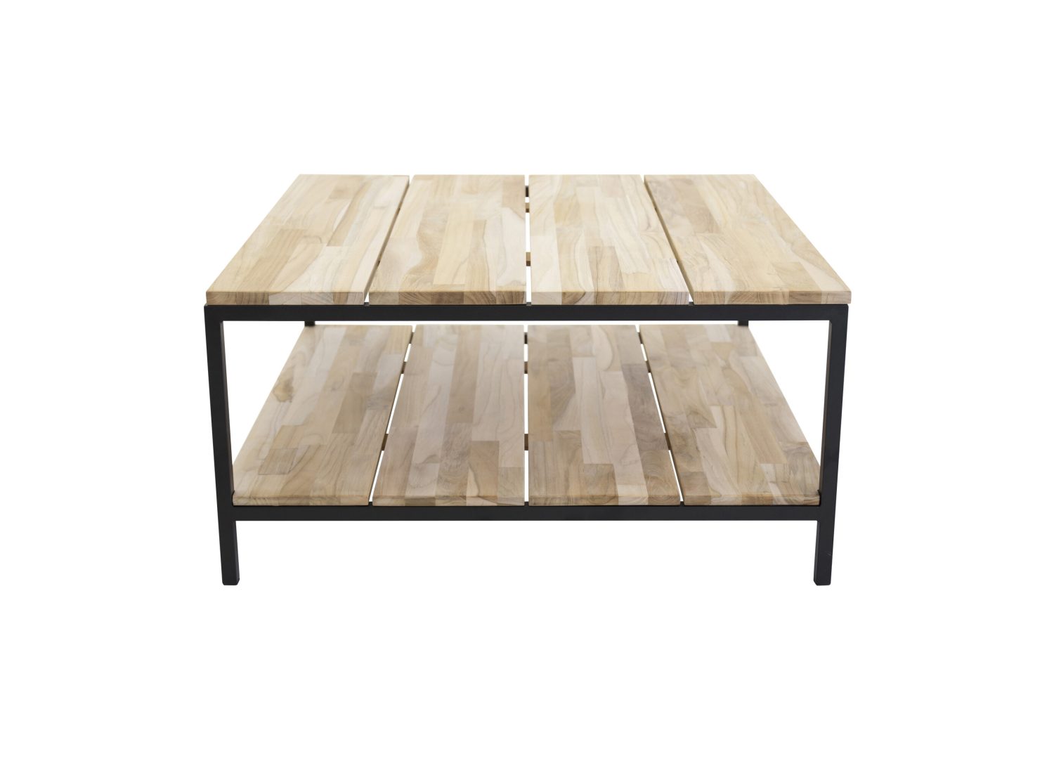 Table basse carrée Cirebon teck naturel 80 cm sur fond blanc