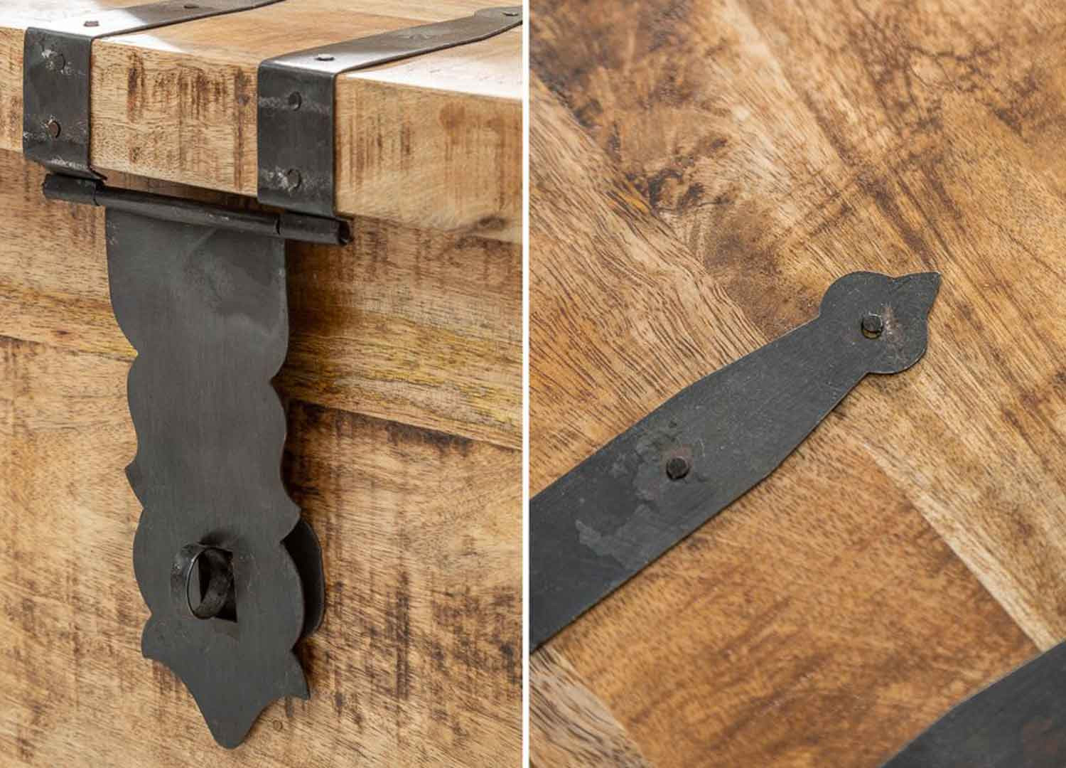 Table basse coffre en bois massif 100 cm