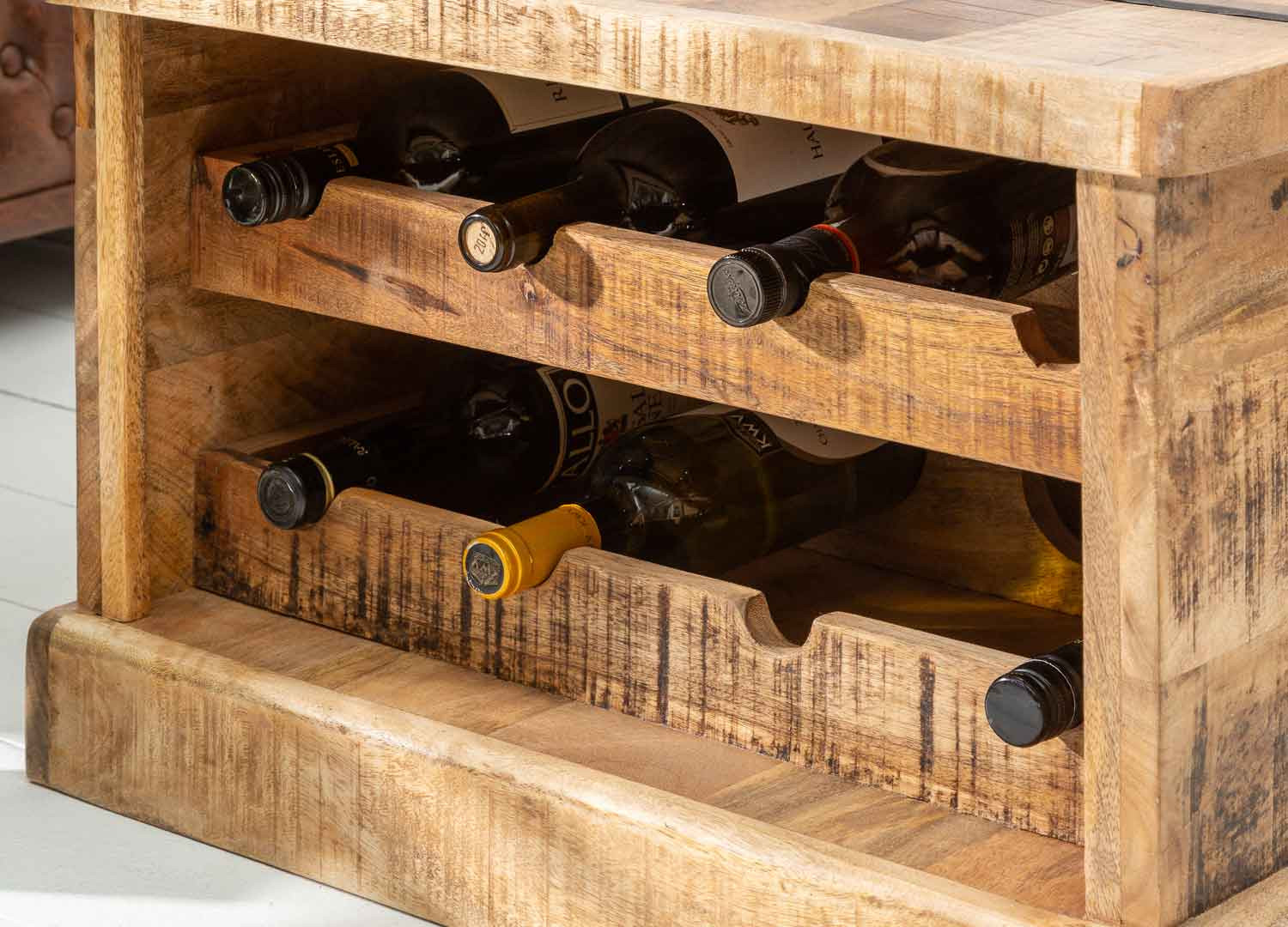 Table basse coffre en bois massif 100 cm
