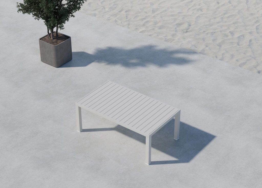 Table basse Copacabana beige dans un salon contemporain