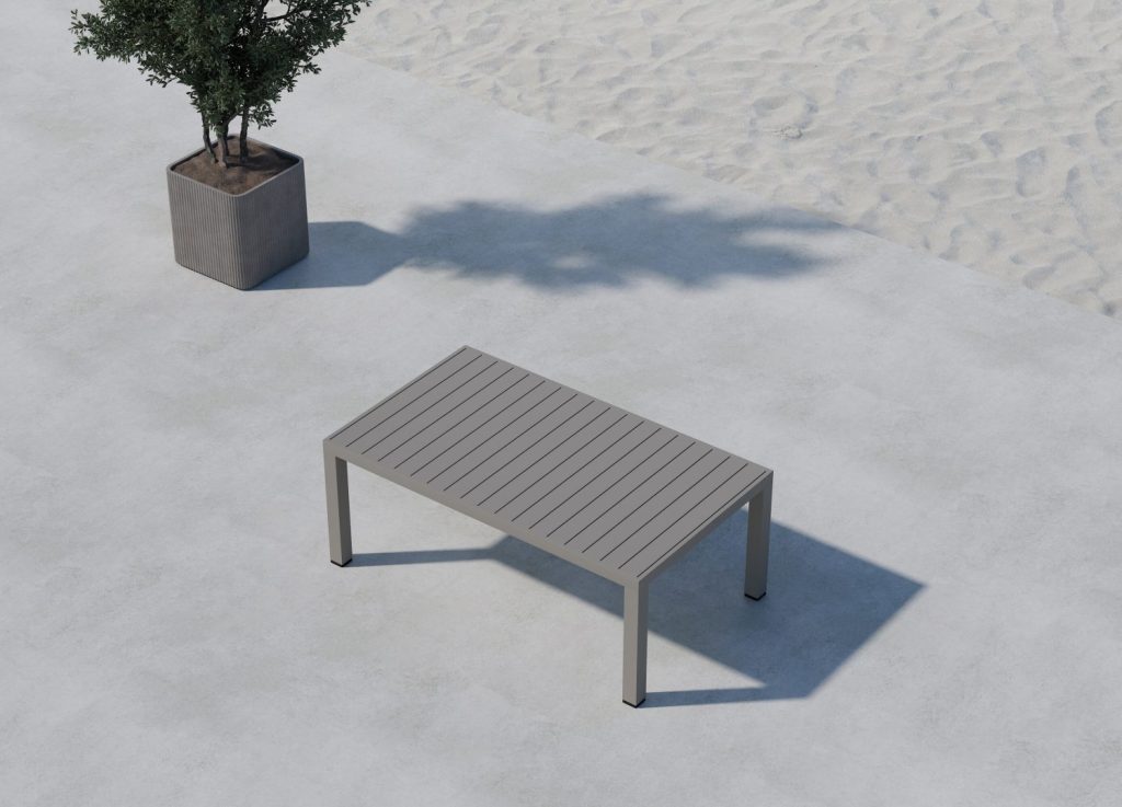 Table basse Copacabana marron dans un salon contemporain