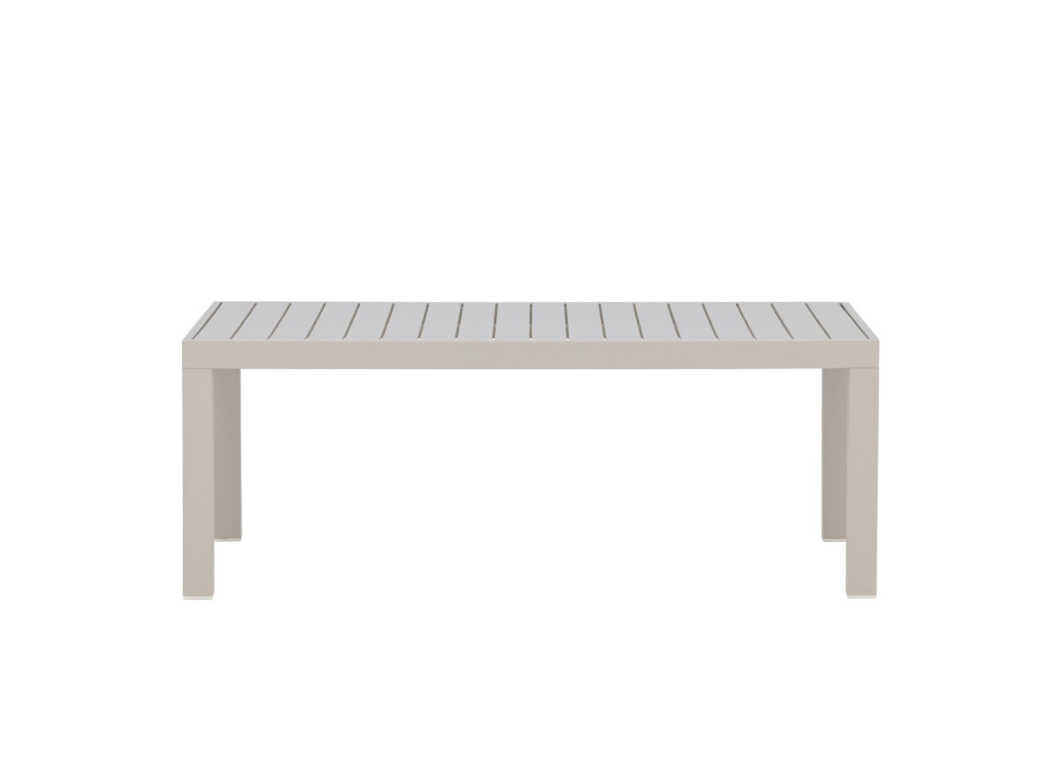 Table basse Copacabana aluminium beige 120 cm sur fond blanc
