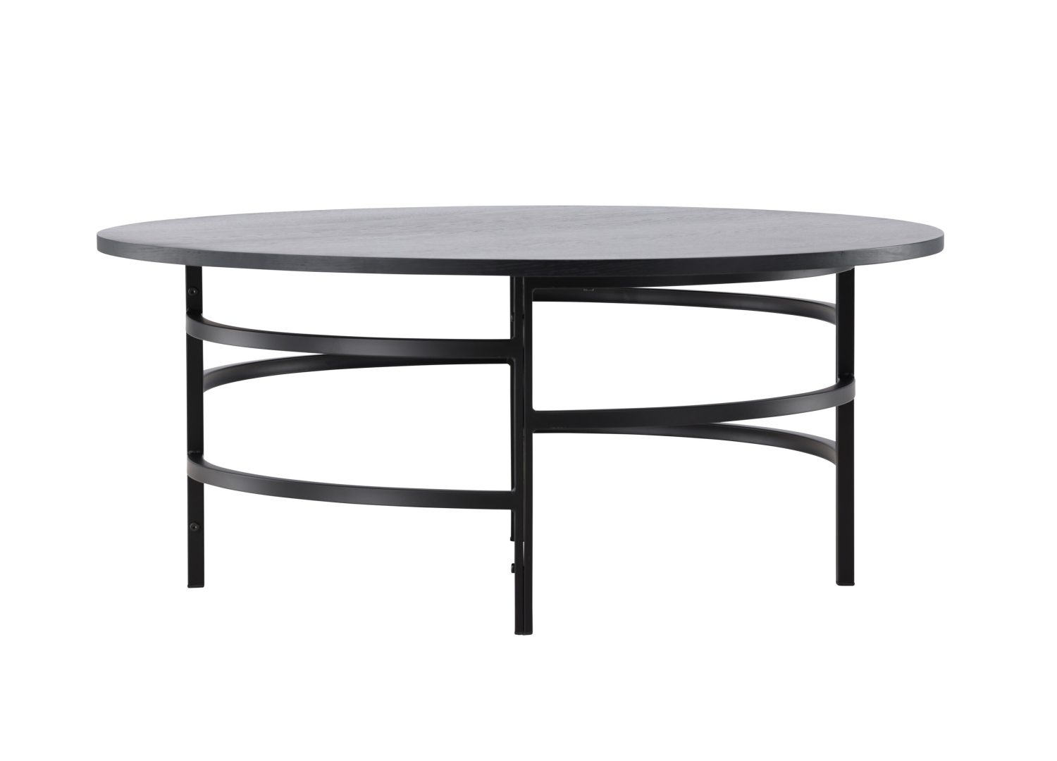 Table basse ronde Copenhagen MDF noir 100 cm sur fond blanc