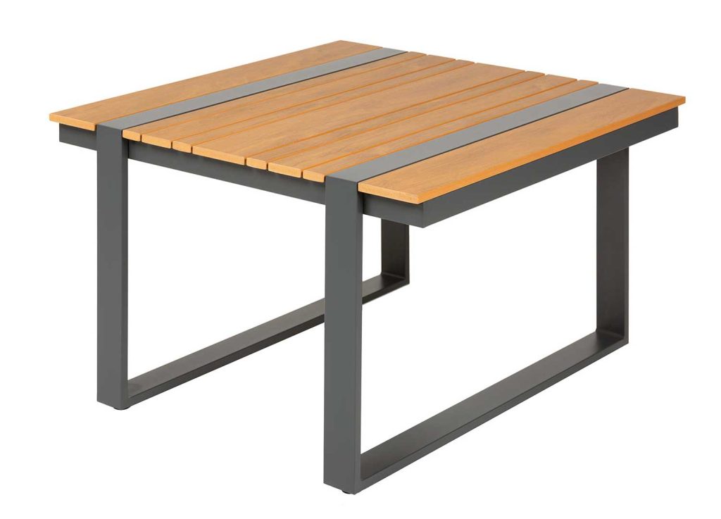Table basse de jardin carrée aluminium et composite