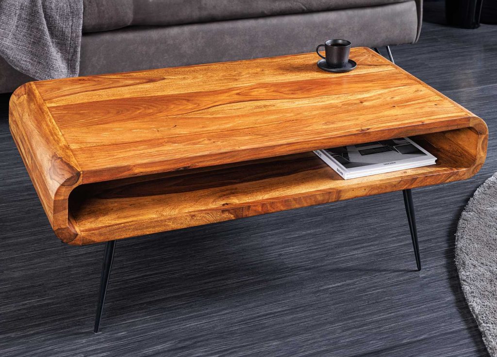 Table basse de salon en sesham 90 cm Amani
