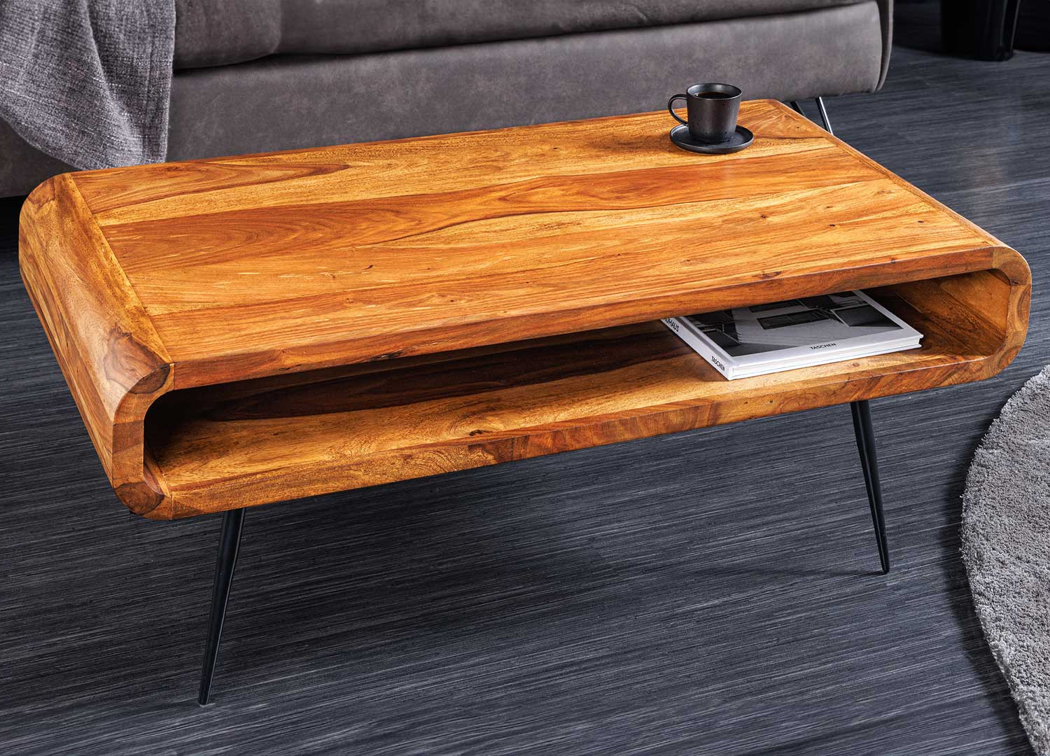 Table basse de salon en sesham 90 cm Amani
