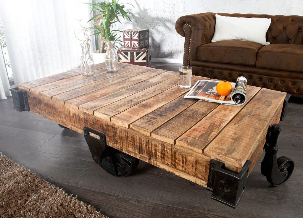 Table basse design sur roulette 110-160 cm