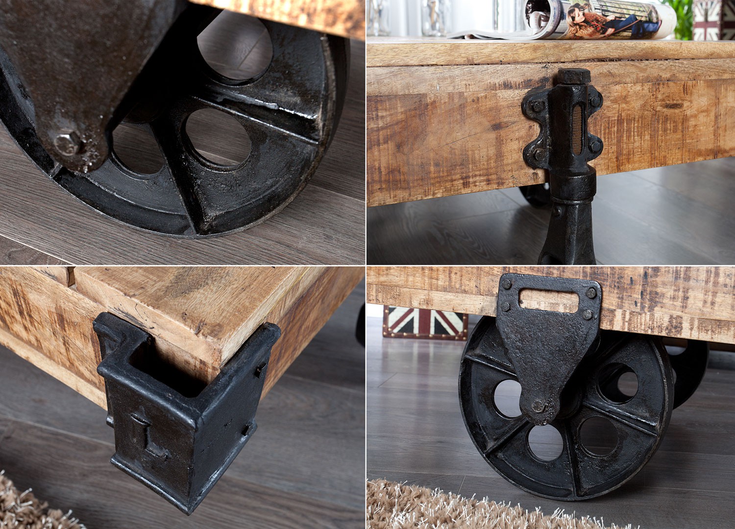 Table basse design sur roulette 120 cm