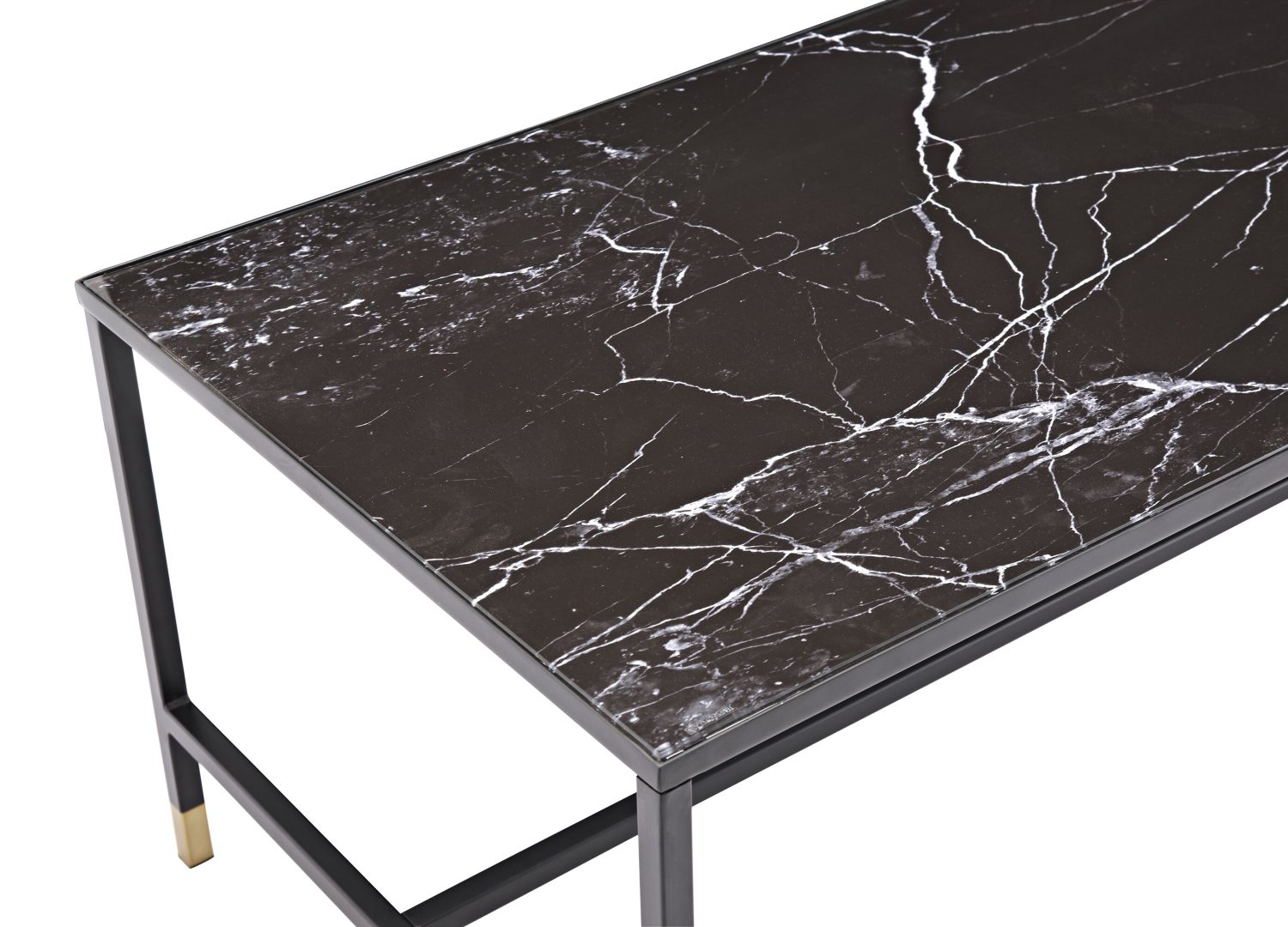 Table basse Dipp acier noir 130 cm sur fond blanc