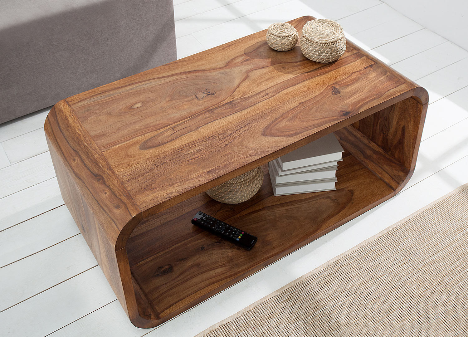 Table basse en bois de sesham 100 cm Liva