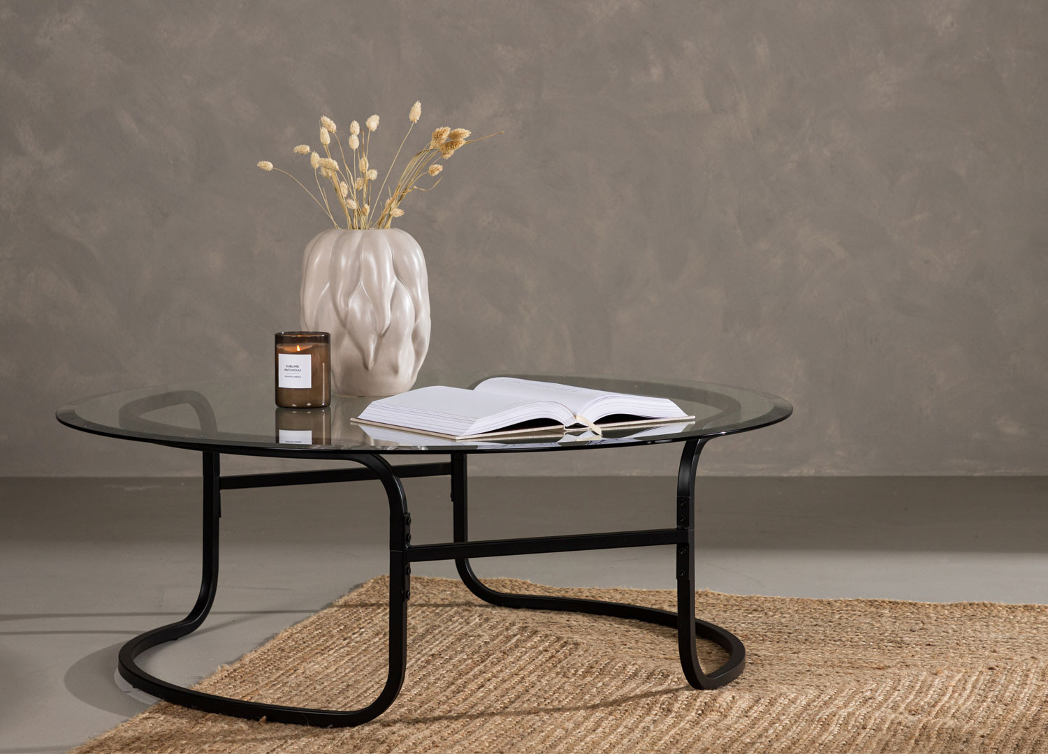 Table basse en verre rond 110 cm