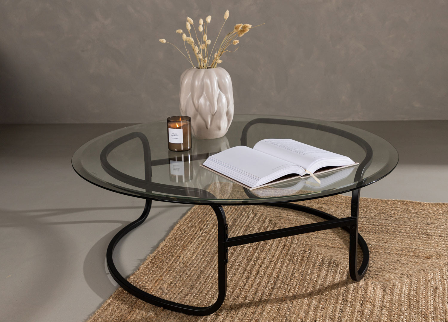 Table basse en verre rond 110 cm