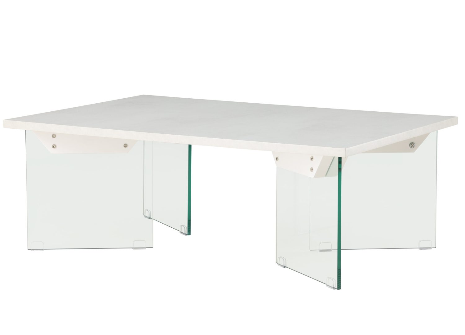 Vue produit de la table basse Ester blanc en effet béton