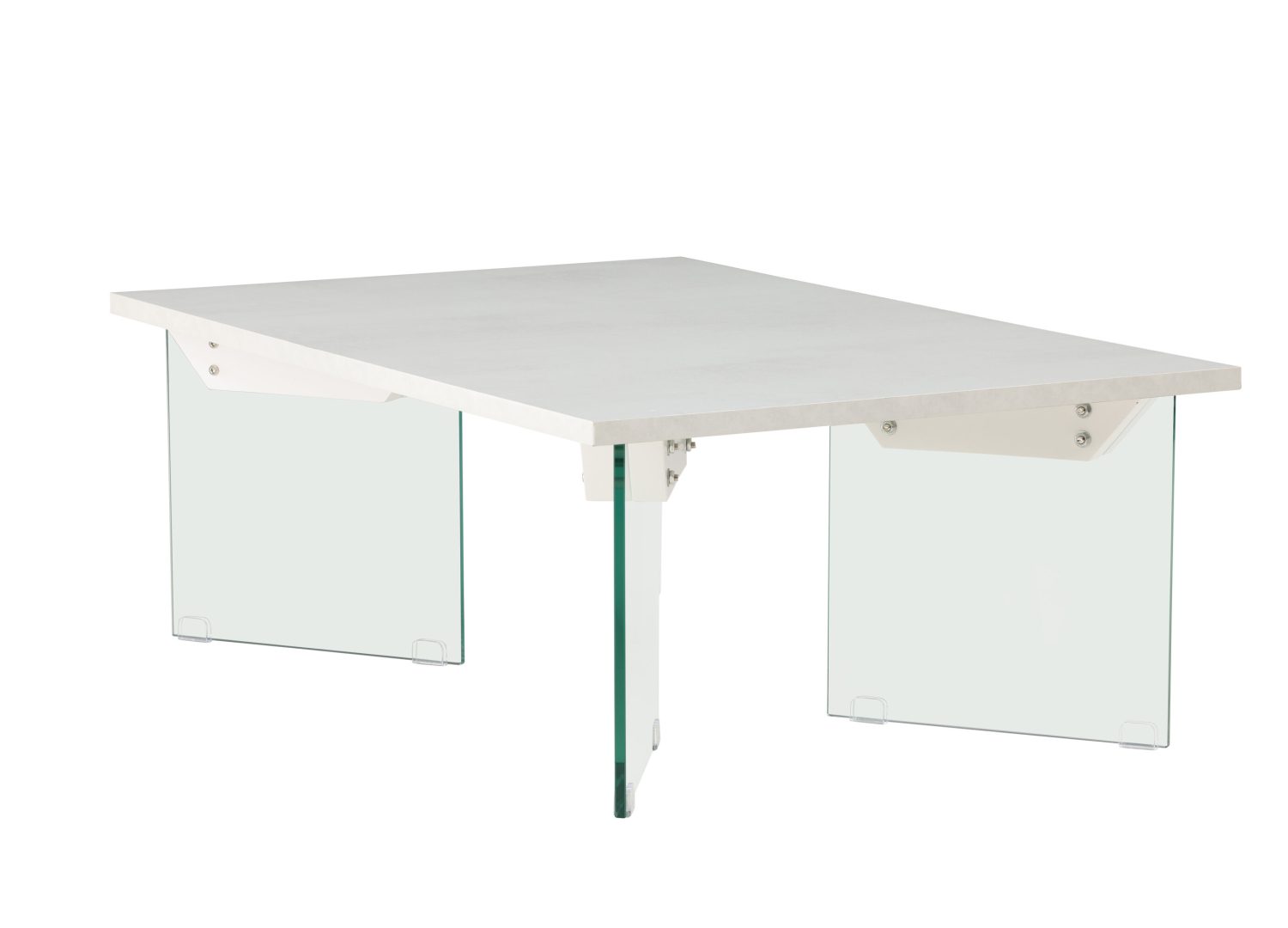 Vue produit de la table basse Ester blanc en effet béton