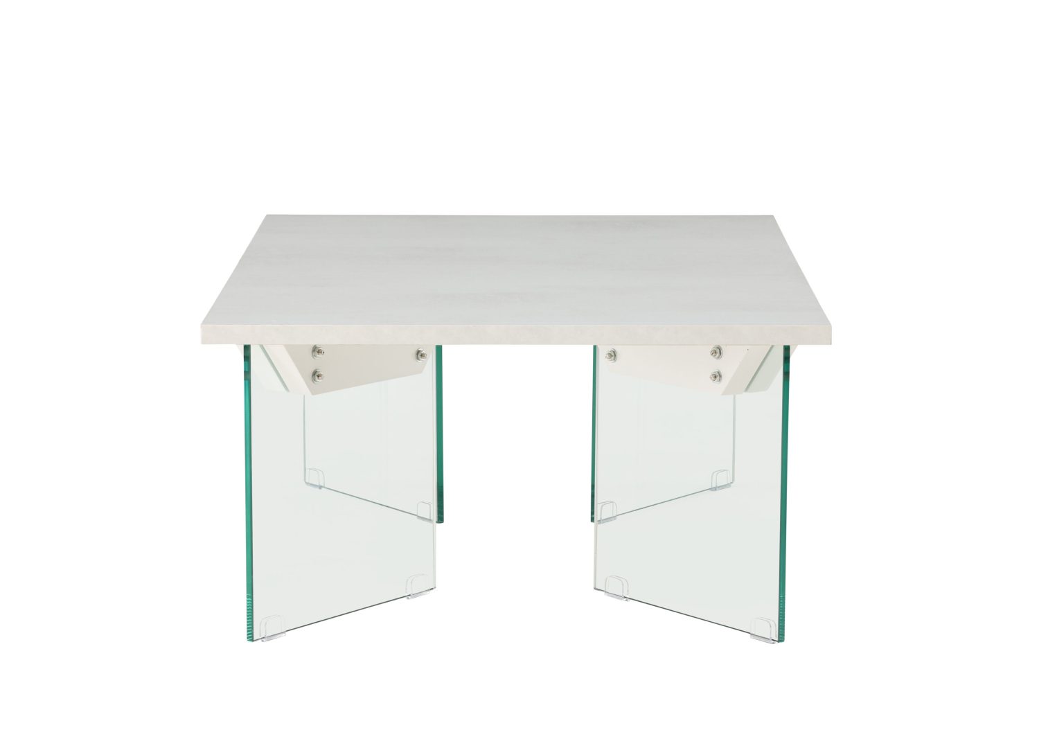 Vue produit de la table basse Ester blanc en effet béton