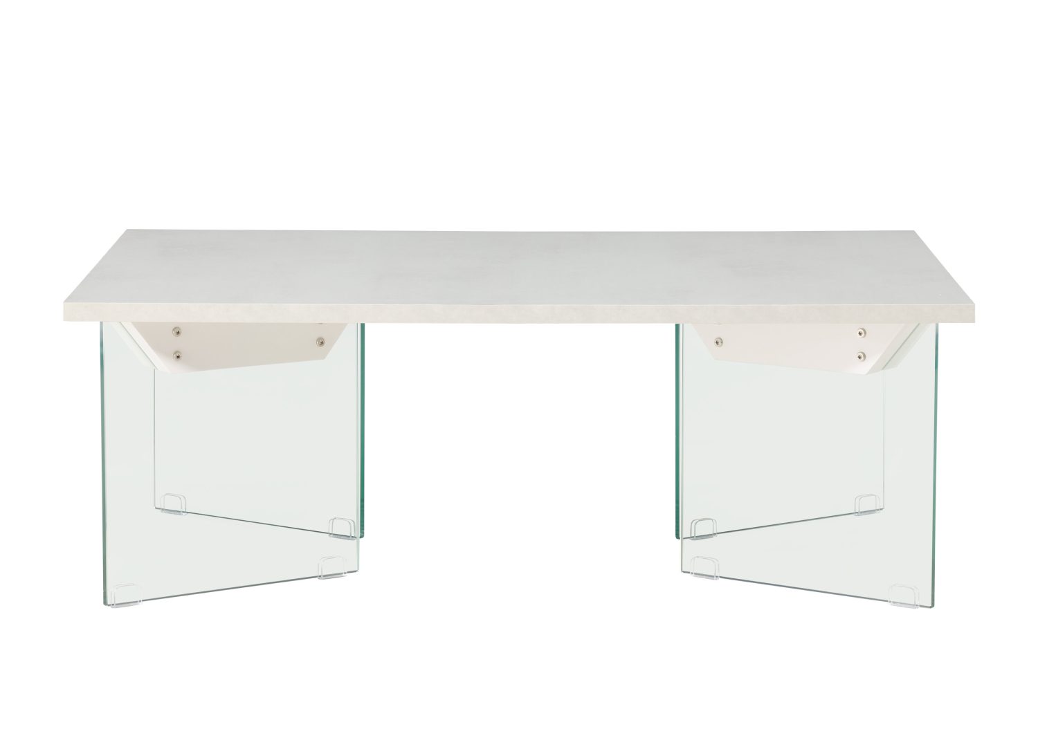 Table basse Ester effet béton blanc 120 cm sur fond blanc