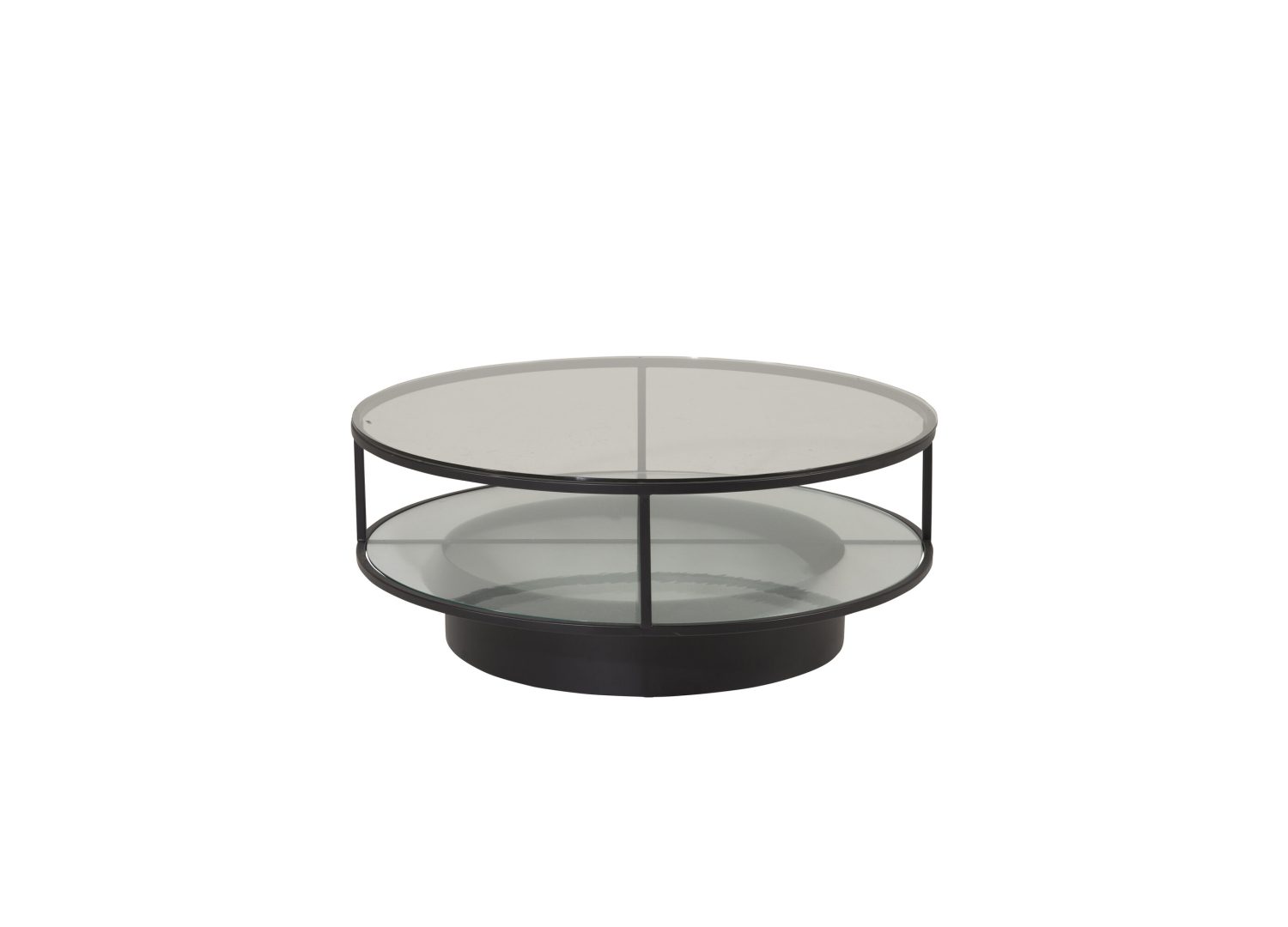 Table basse ronde Falsterbo verre noir 100 cm sur fond blanc