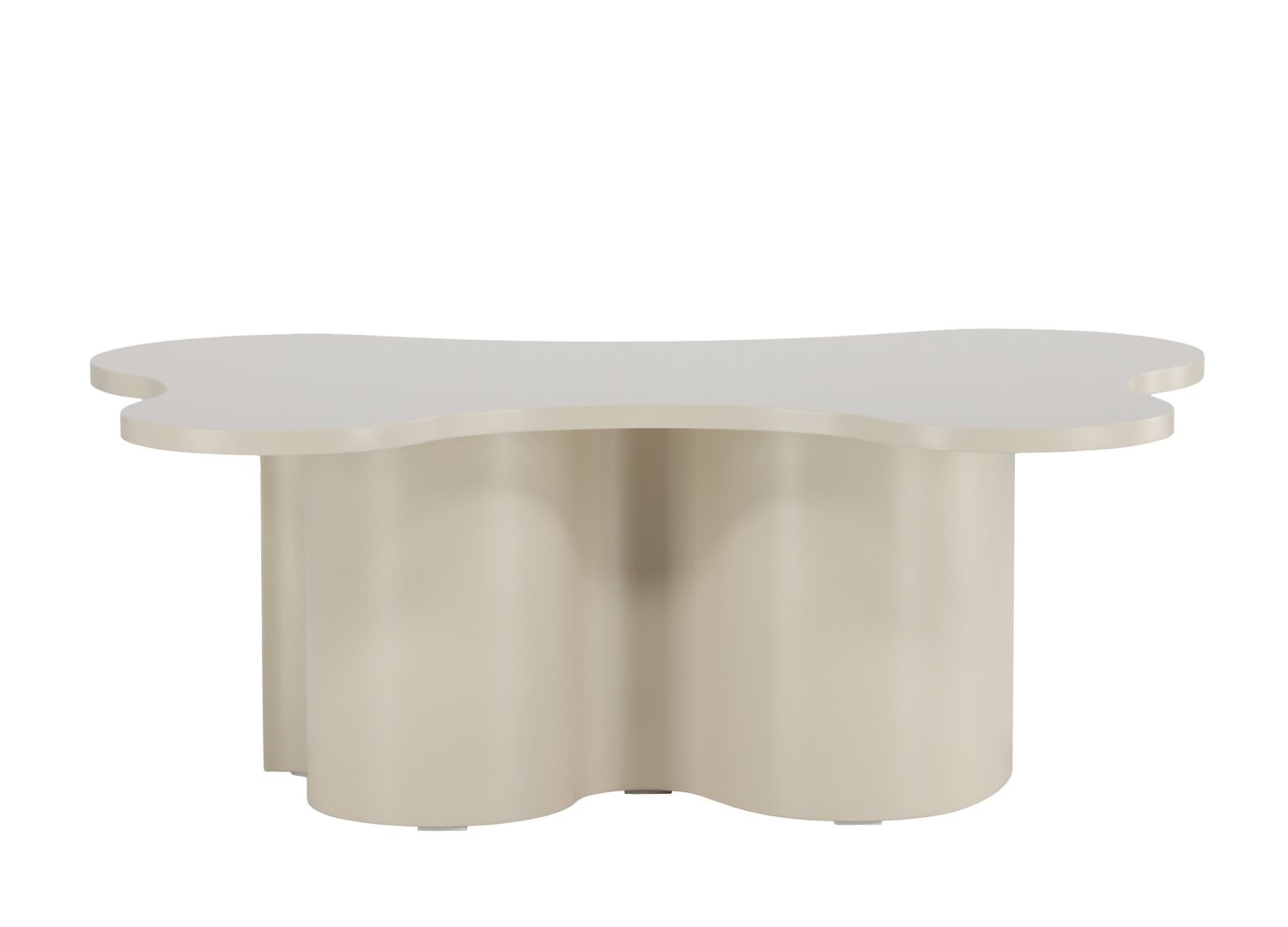 Table basse Flow MDF beige 120 cm sur fond blanc