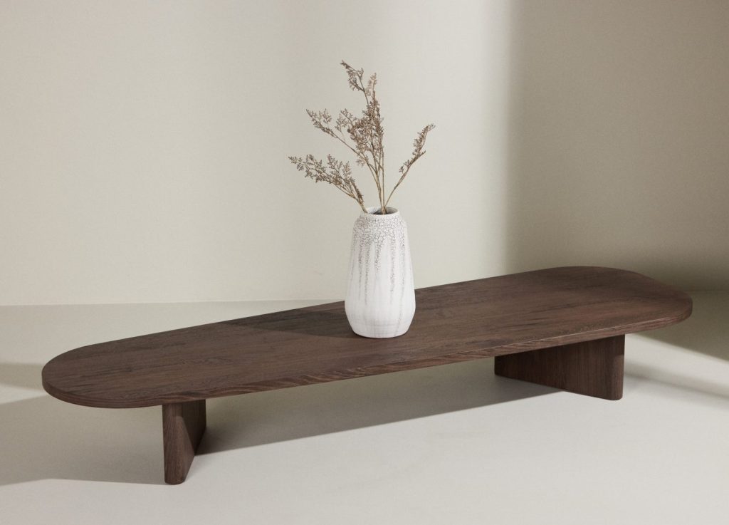 Table basse Grönvik moka dans un salon contemporain