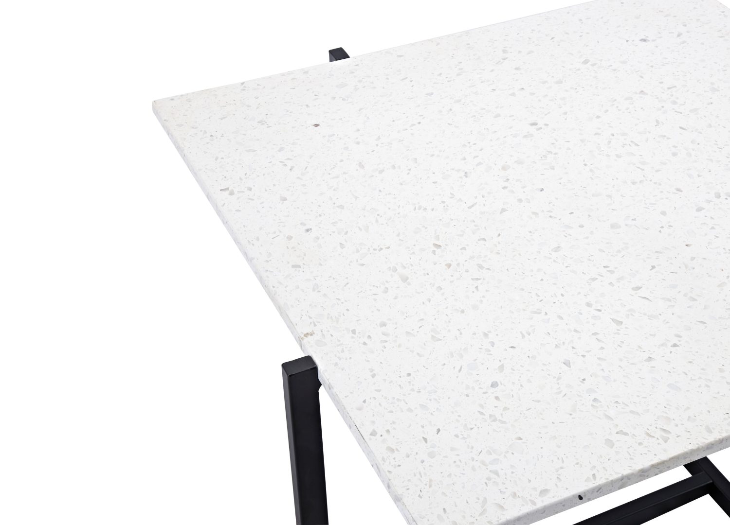 Table basse carrée Hybrid terrazzo blanc 80 cm sur fond blanc