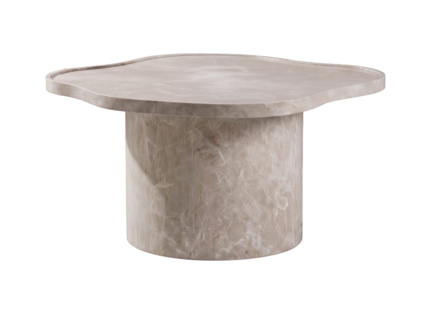 Vue produit de la table basse Ilse beige en effet marbre