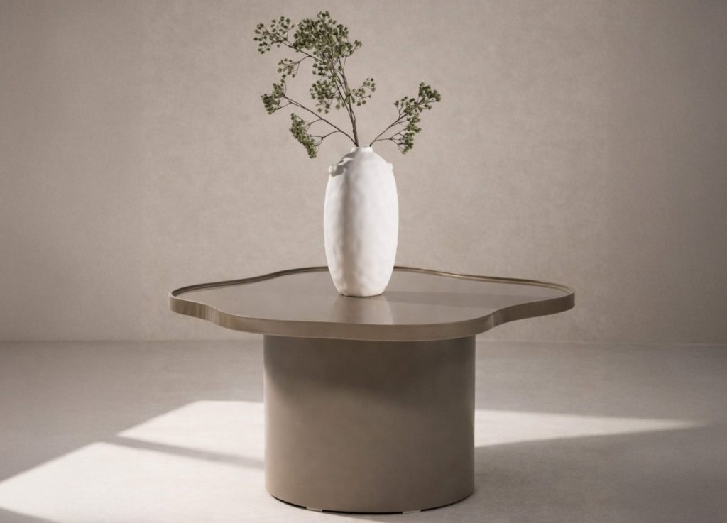 Table basse Ilse marron dans un salon contemporain