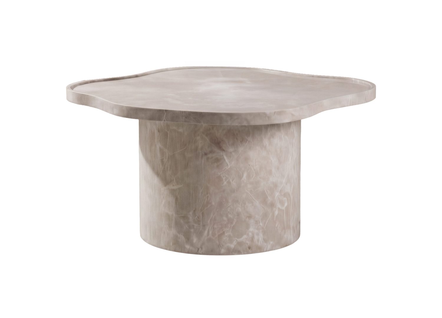 Table basse ronde Ilse effet marbre beige 90 cm sur fond blanc