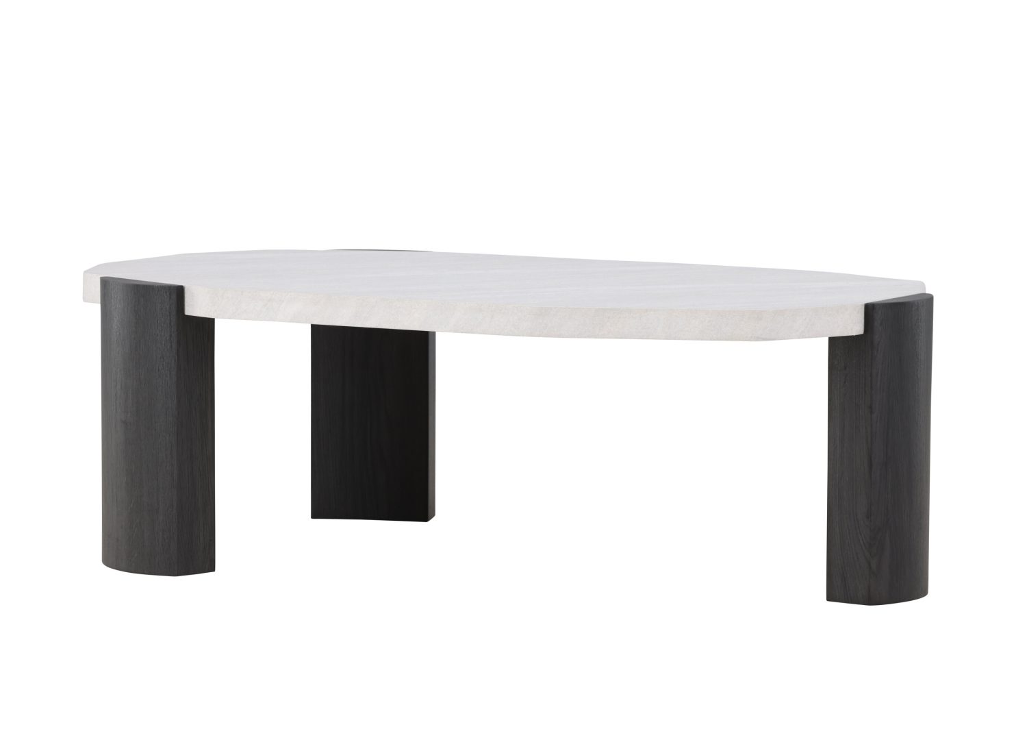 Vue produit de la table basse Kres beige en effet pierre