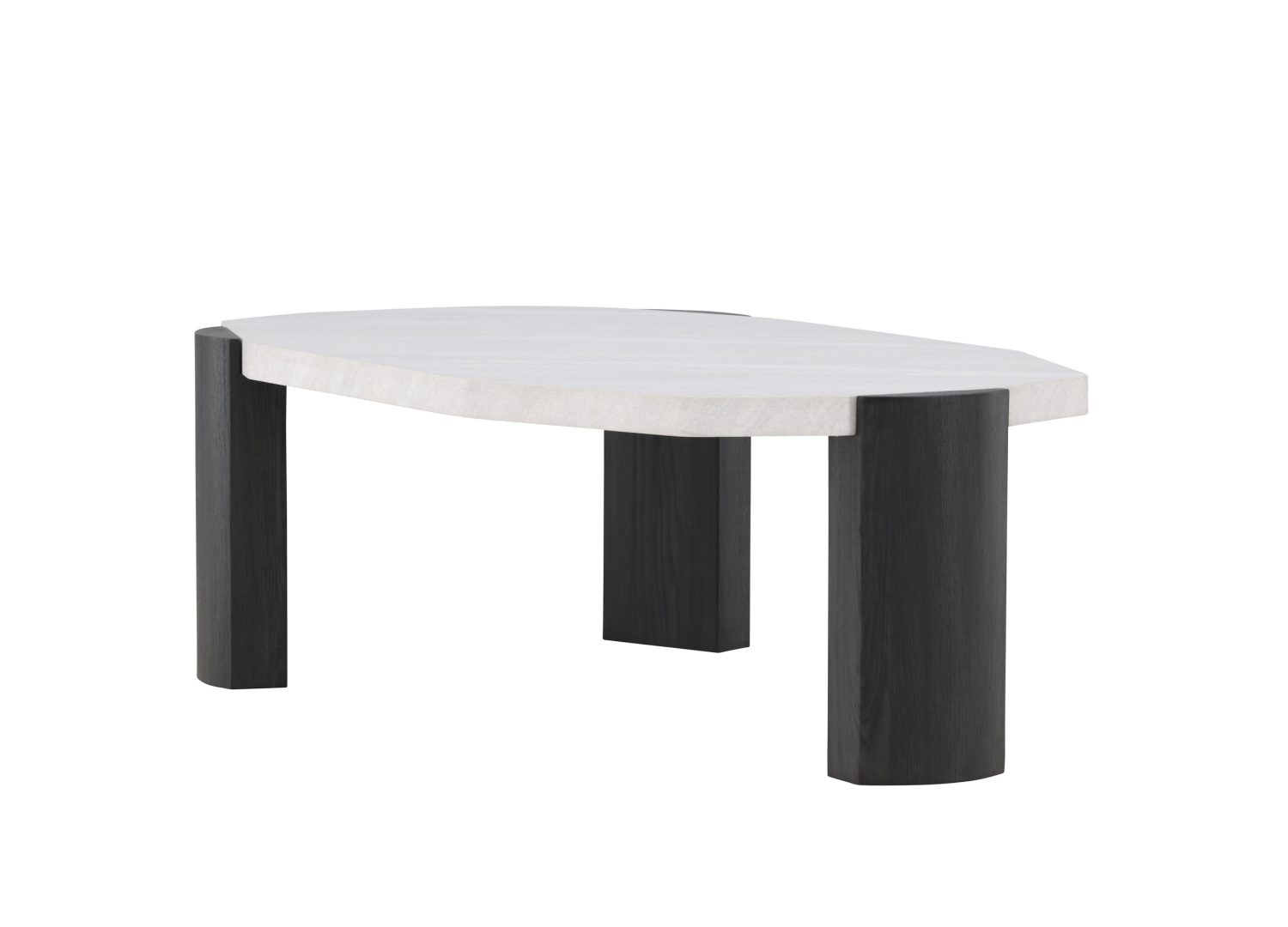 Vue produit de la table basse Kres beige en effet pierre