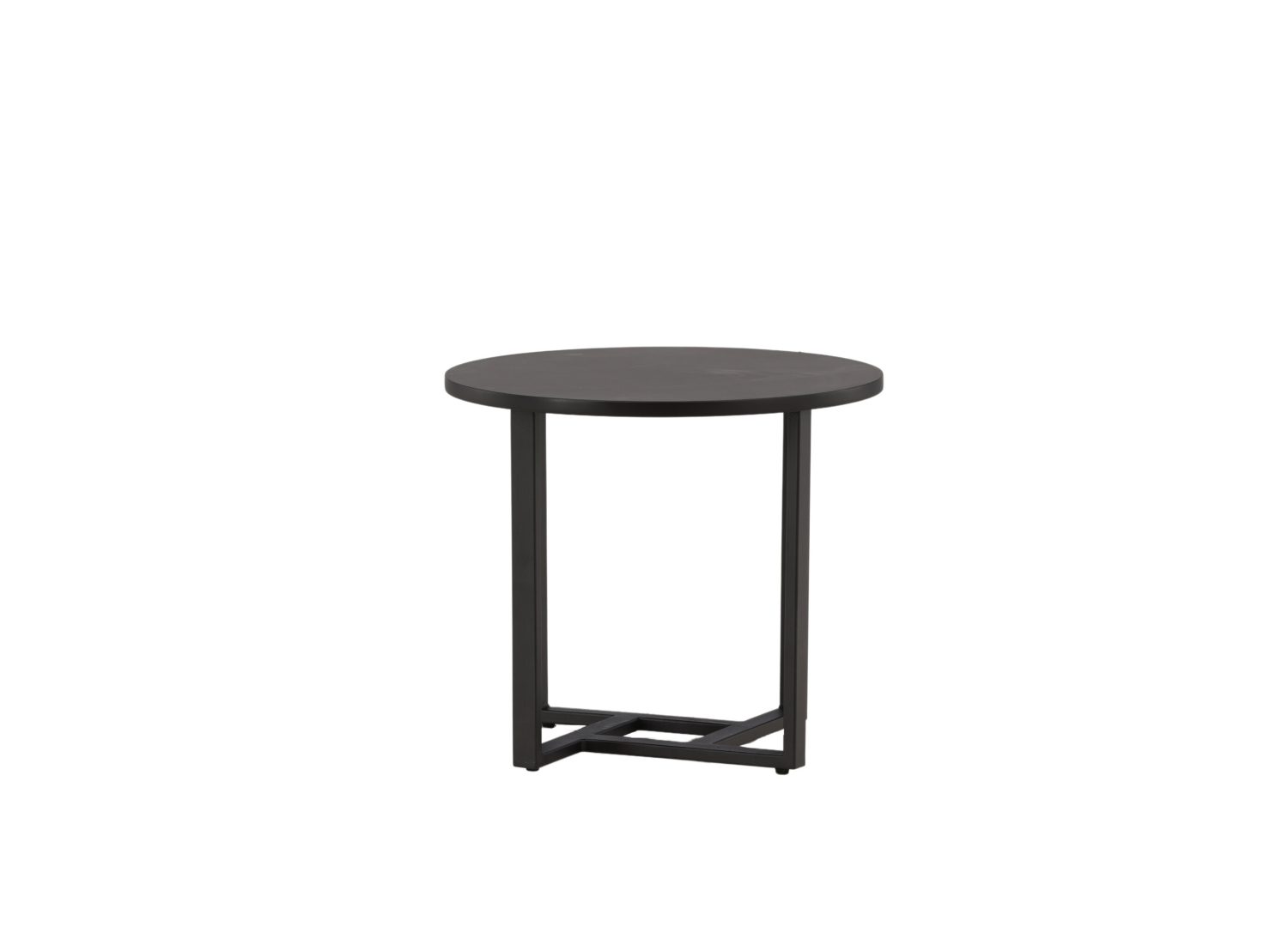 Table basse ronde Lawton MDF noir 50 cm sur fond blanc