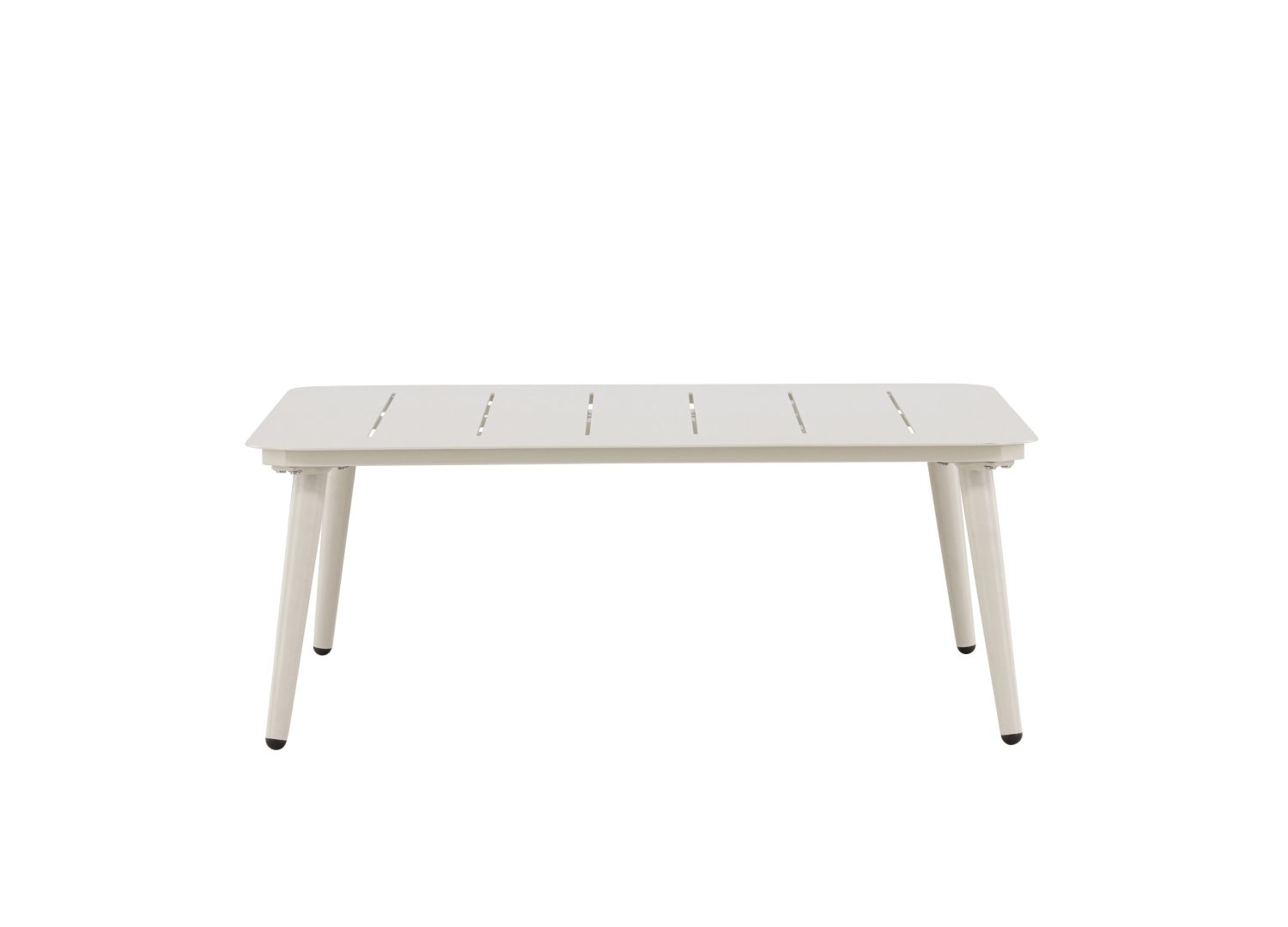 Table basse carrée Lina aluminium beige 90 cm sur fond blanc