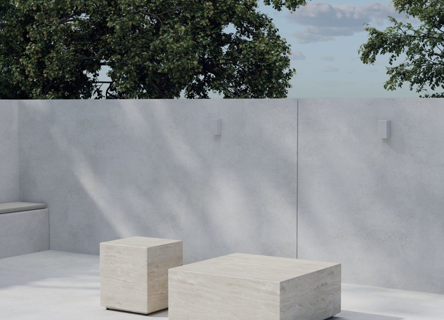 Table basse Lissabon beige dans un salon contemporain