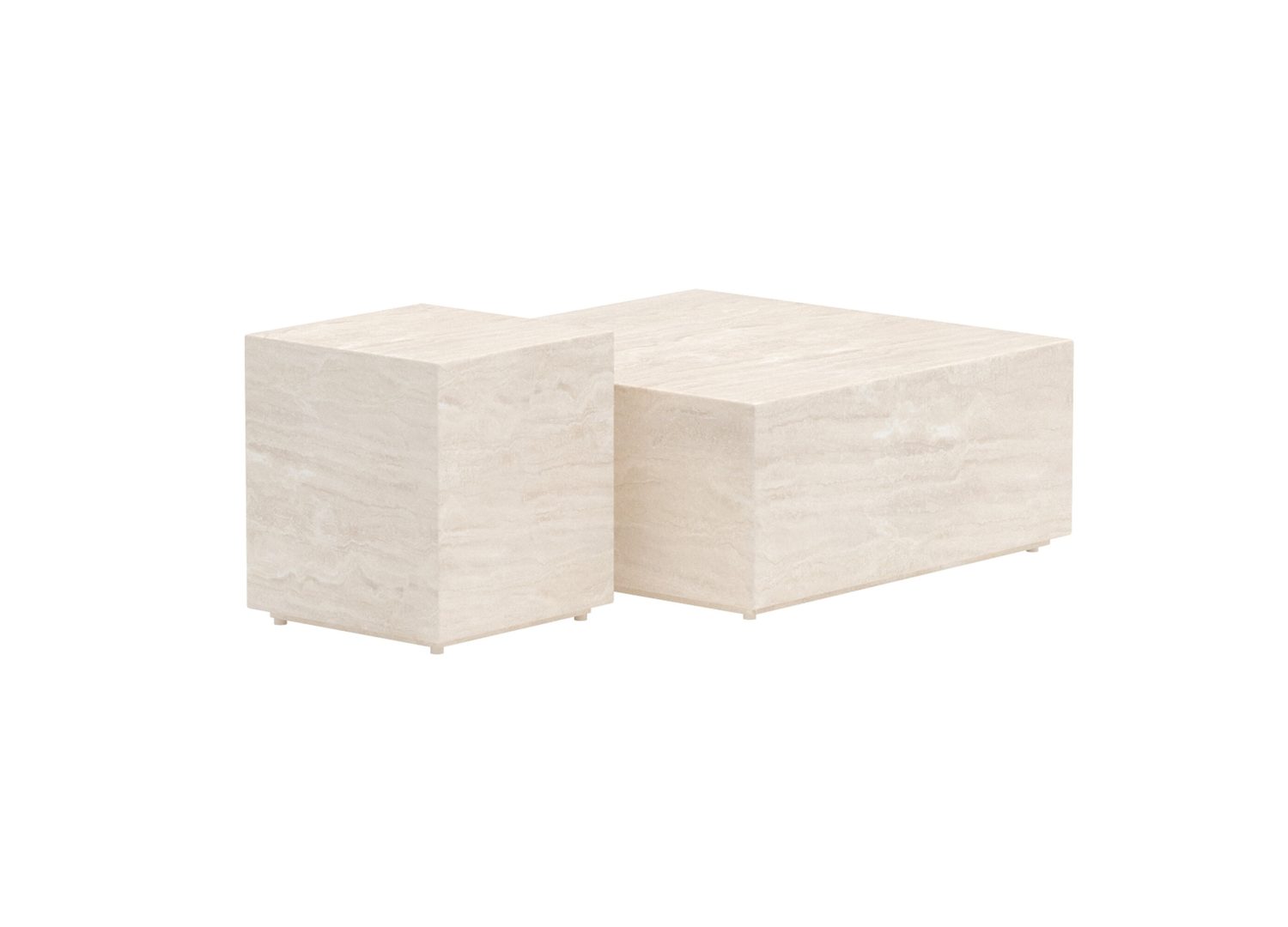 Ensemble de 2 tables basses Lissabon aluminium beige sur fond blanc