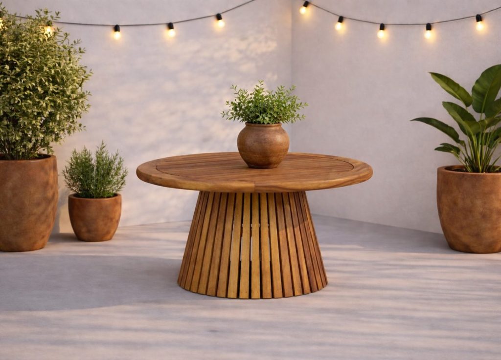 Table basse Lumpur naturel dans un salon contemporain