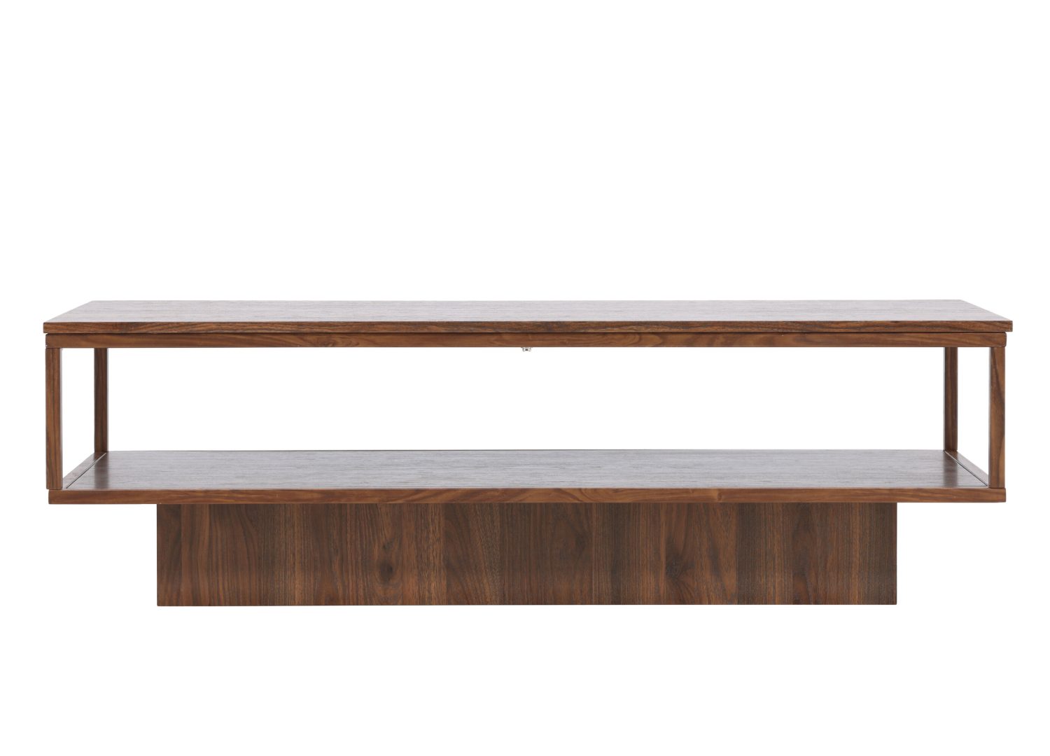 Table basse Maglehem MDF noyer 130 cm sur fond blanc
